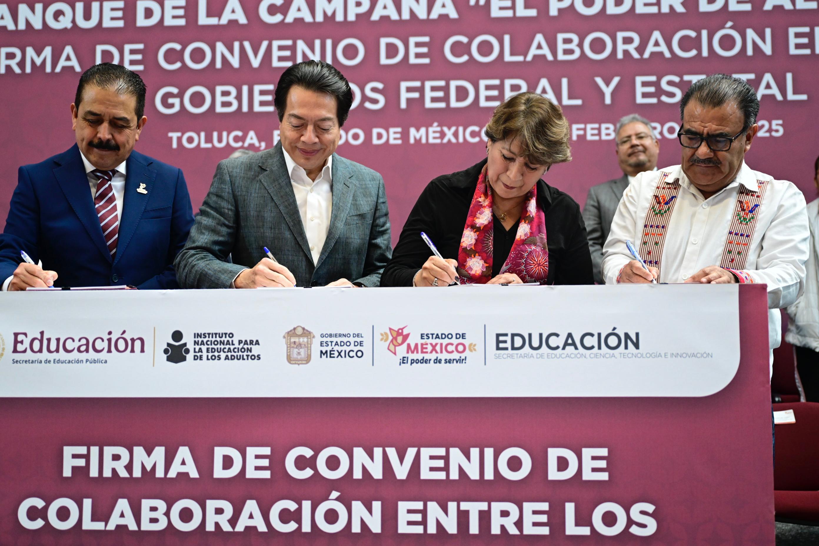 SEP y Gobierno del Estado de México firman convenio para alfabetizar a 150 mil mexiquenses y reducir el rezago educativo