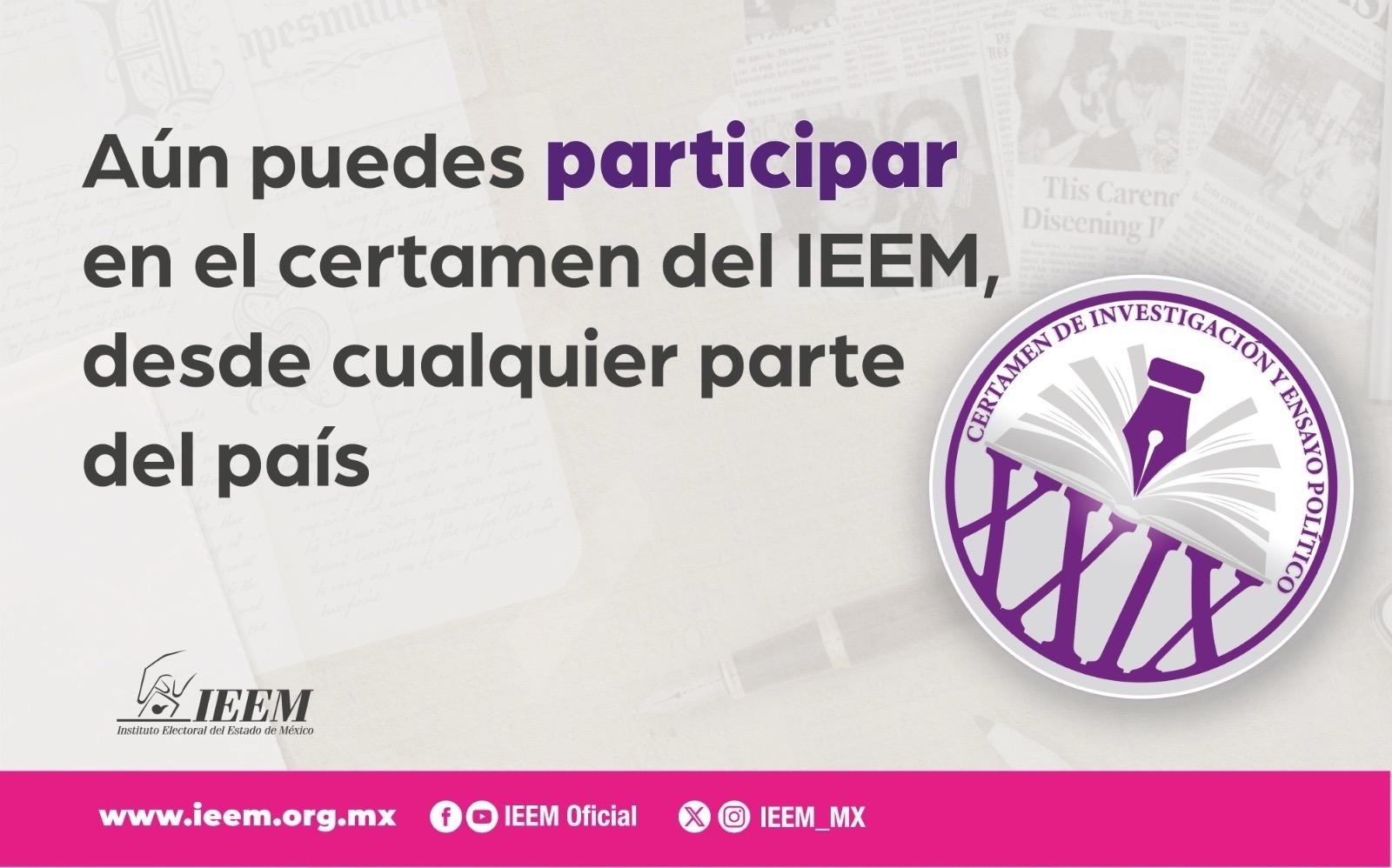 IEEM cierra convocatoria de ensayo político el 3 de julio